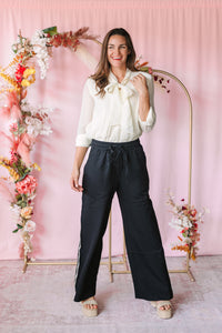 Black Striped Track Pants