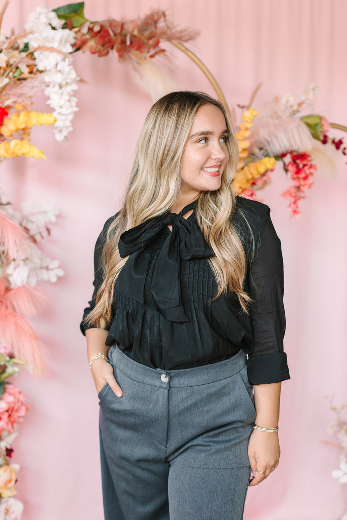 Black Pintuck Blouse