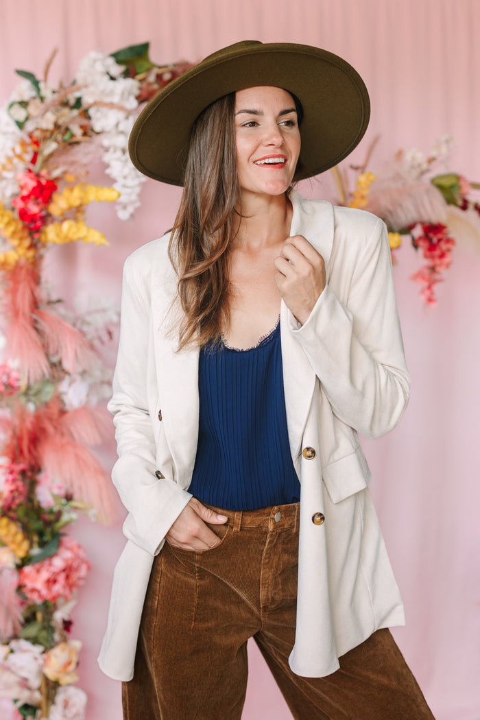 Ecru Double Breasted Blazer
