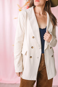 Ecru Double Breasted Blazer