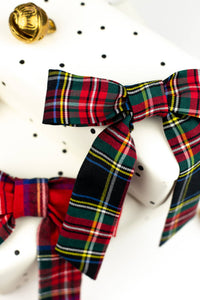 Black & Red Tartan Bow Barrette