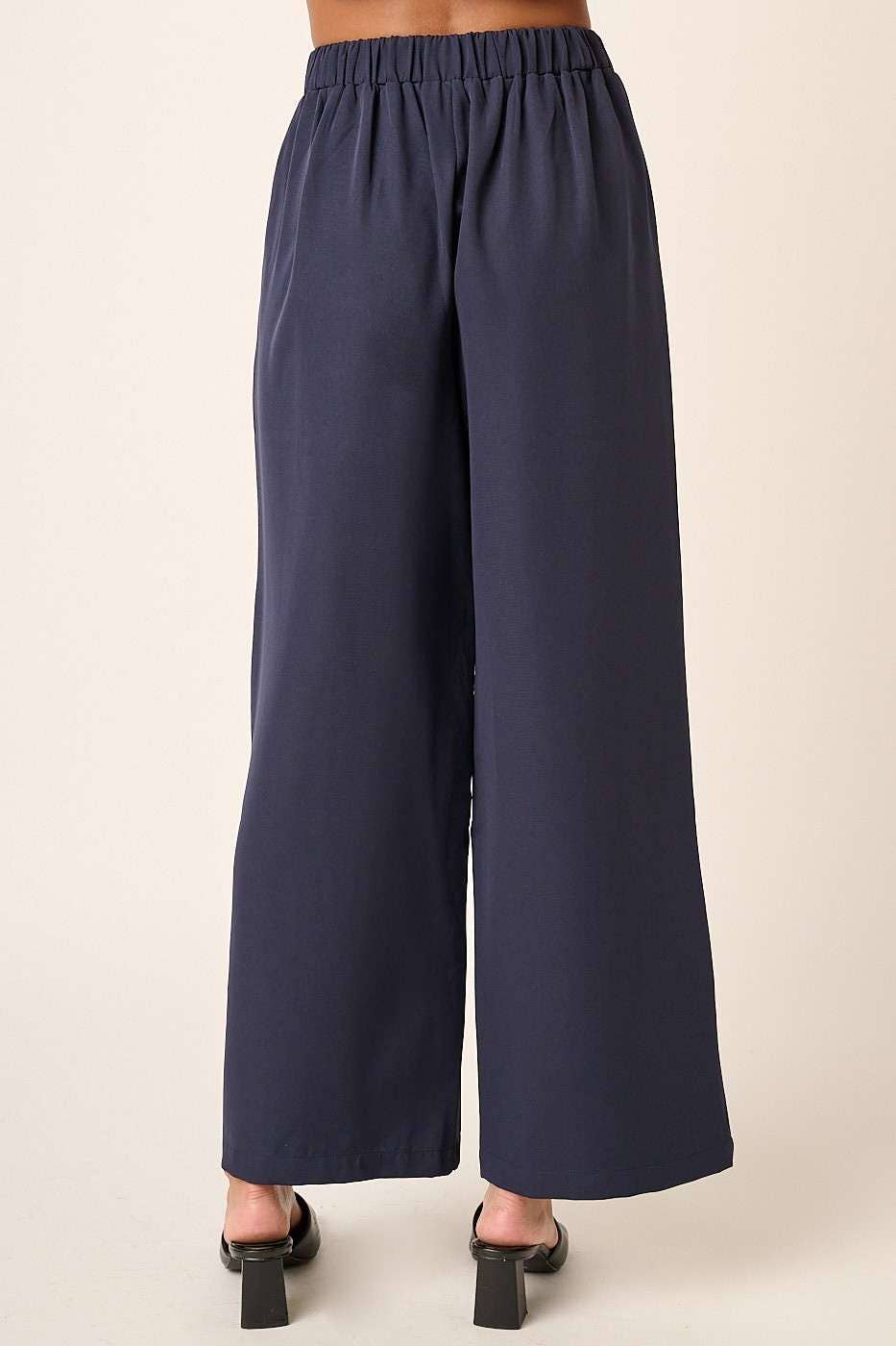 Navy Wide Leg Dress Pants