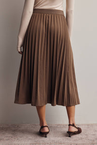 Brown Pleated Midi Skirt