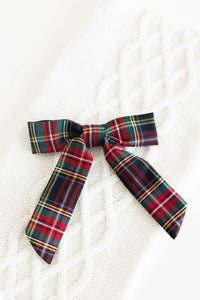 Red Plaid Flannel Bow Barrette