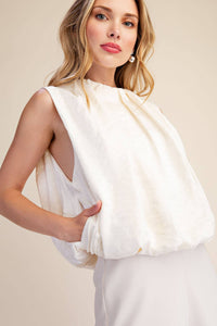Sleeveless Pleated Balloon Top