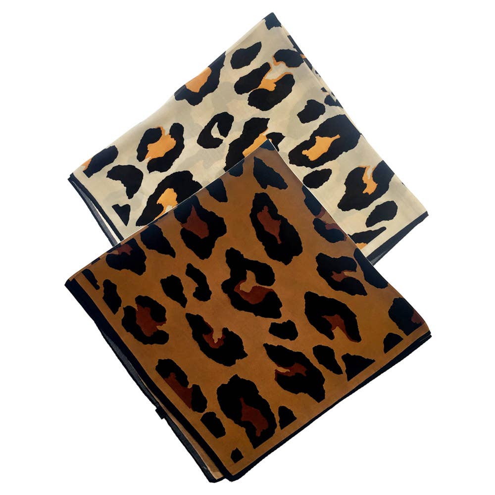 LEOPARD PATTERN SILKY BANDANA SQUARE SCARF