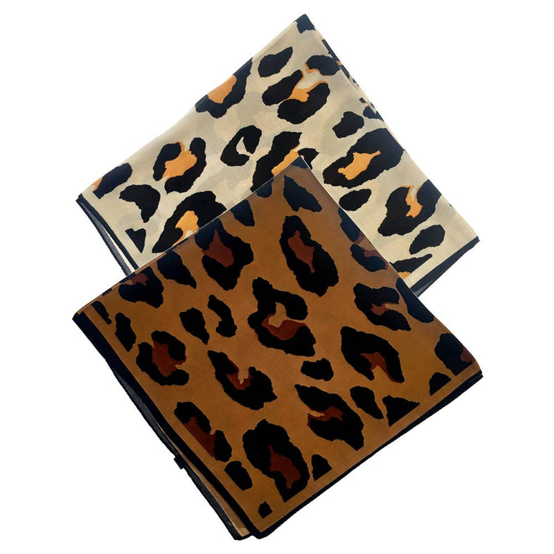 LEOPARD PATTERN SILKY BANDANA SQUARE SCARF