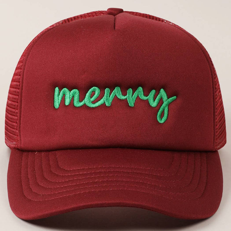 Merry  Embroidery Mesh Back Trucker Hat