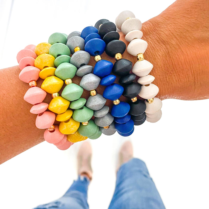 Wood Bead Bracelet: Light Pink / Small