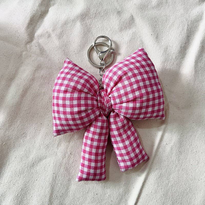 PUFFY CHECKER BOW BAG CHARM