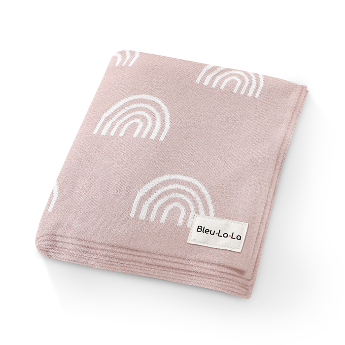 Pink Rainbow Receiving Baby Blanket