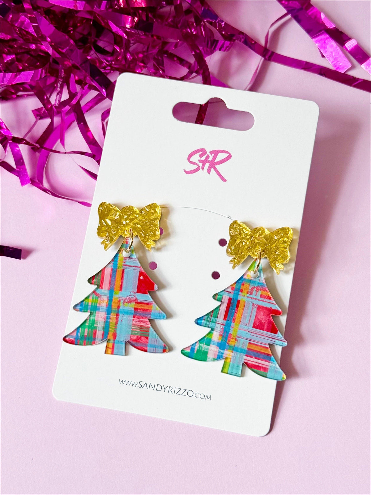 Hand-Painted Mad for Plaid Acrylic Art Tree Dangles