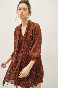 Brown Polka Dot Boho Dress