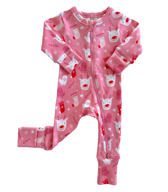 Pink Reindeer Romper