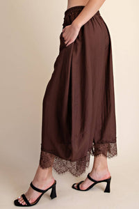 Cropped Lace Trim Balloon Pants