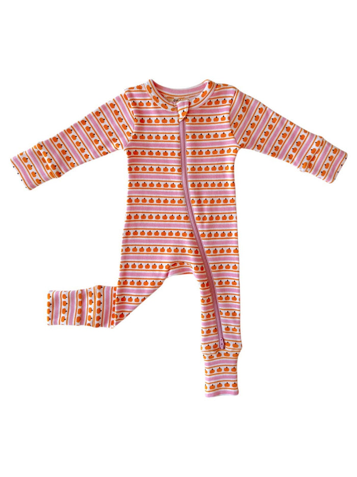 Pink Pumpkin Stripe Romper