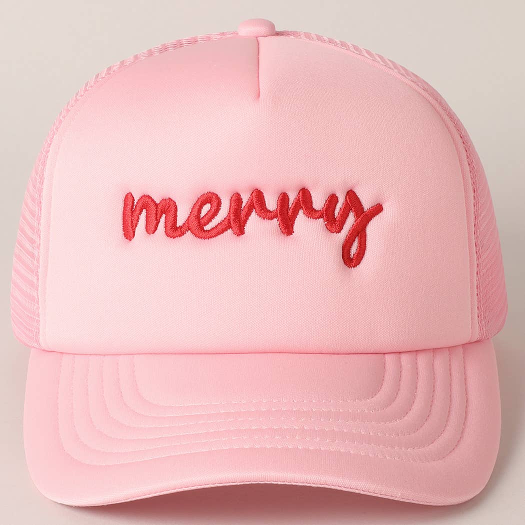 Merry  Embroidery Mesh Back Trucker Hat
