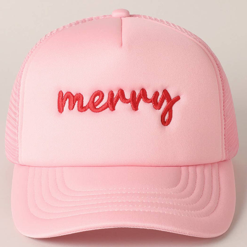 Merry  Embroidery Mesh Back Trucker Hat
