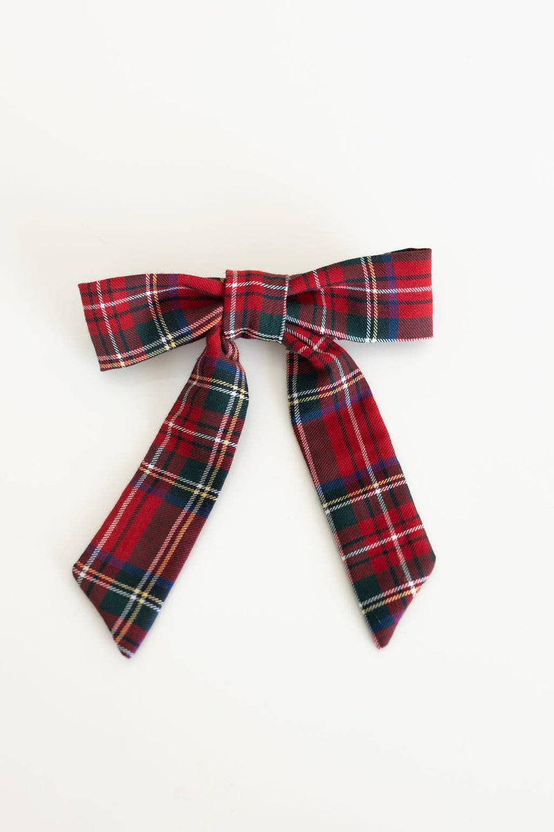 Black & Red Tartan Bow Barrette