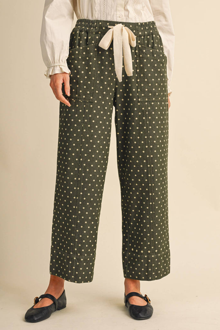 Olive Polka Dot Pants