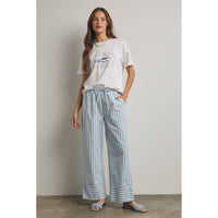Blue Striped Wide Leg Pants