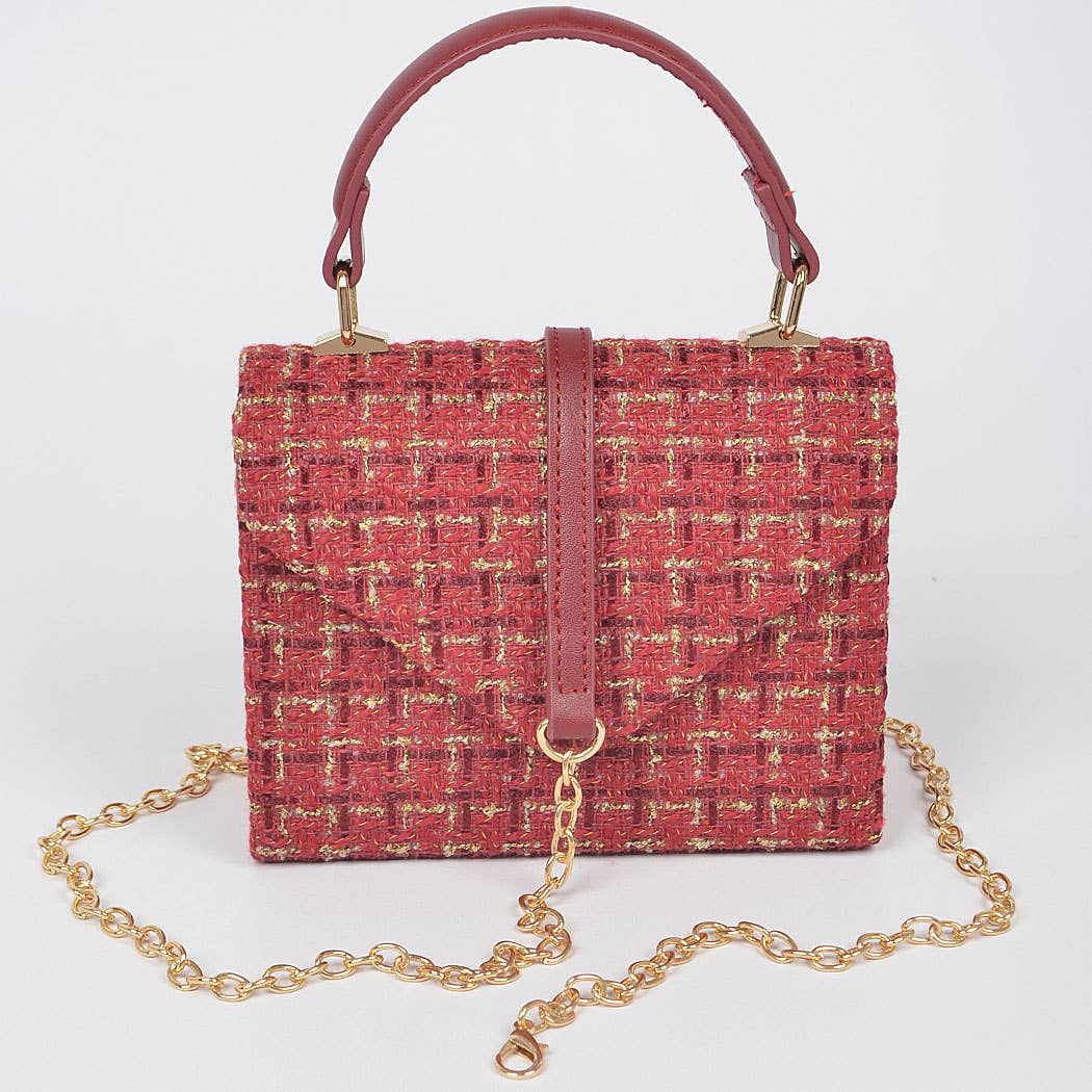 Tweed Top Handle Clutch