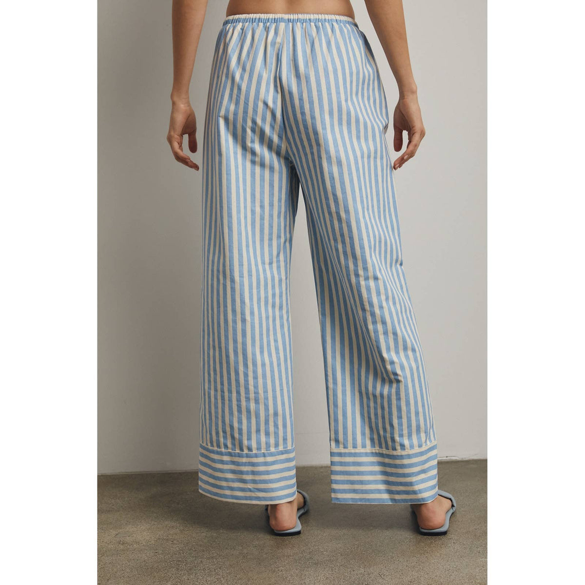 Blue Striped Wide Leg Pants