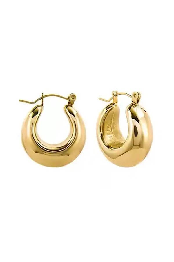 Chunky Gold Simple Hoop Earrings