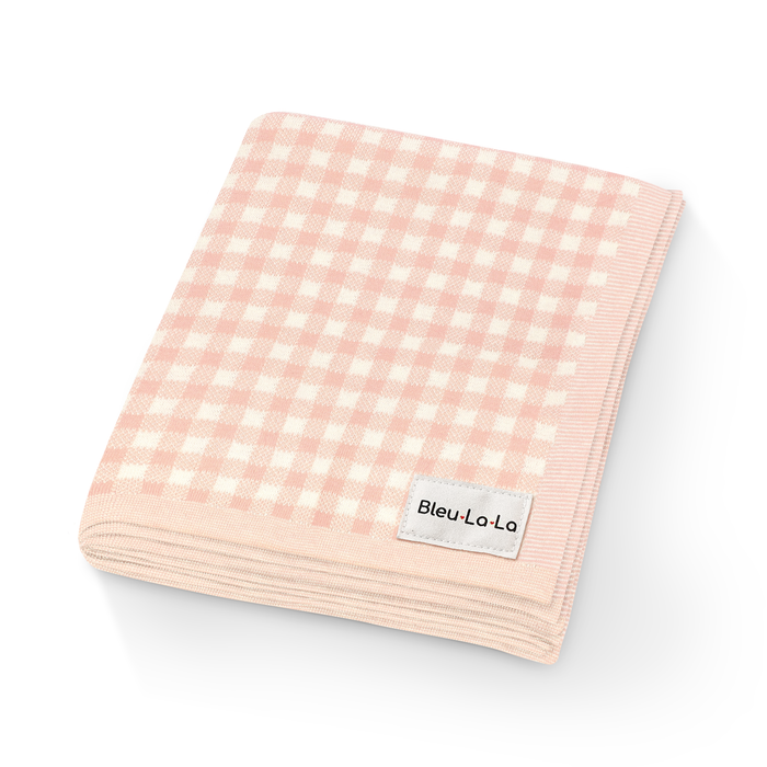 Pink Plaid Receiving Baby Blanket