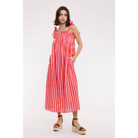 Striped Shoulder Tie Midi