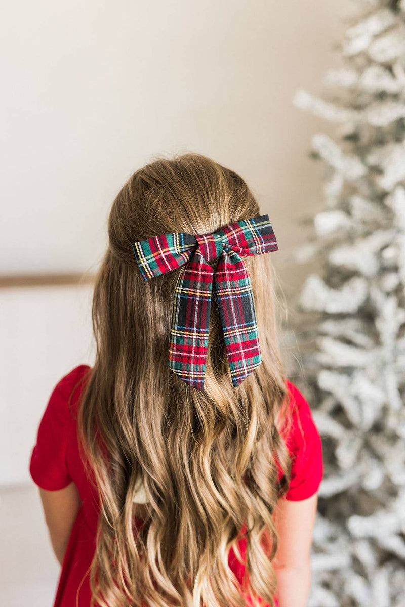 Black & Red Tartan Bow Barrette