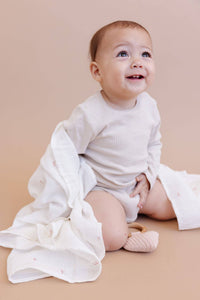 Muslin Swaddle Pink Bow Baby Shower Girl Organic Cotton Gift