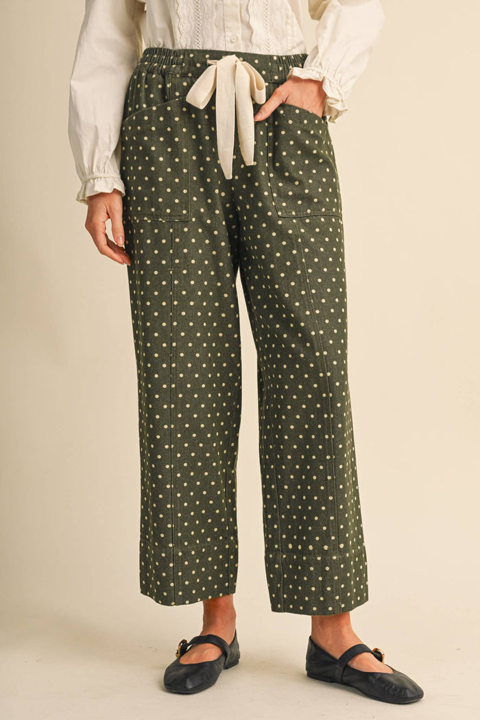 Olive Polka Dot Pants