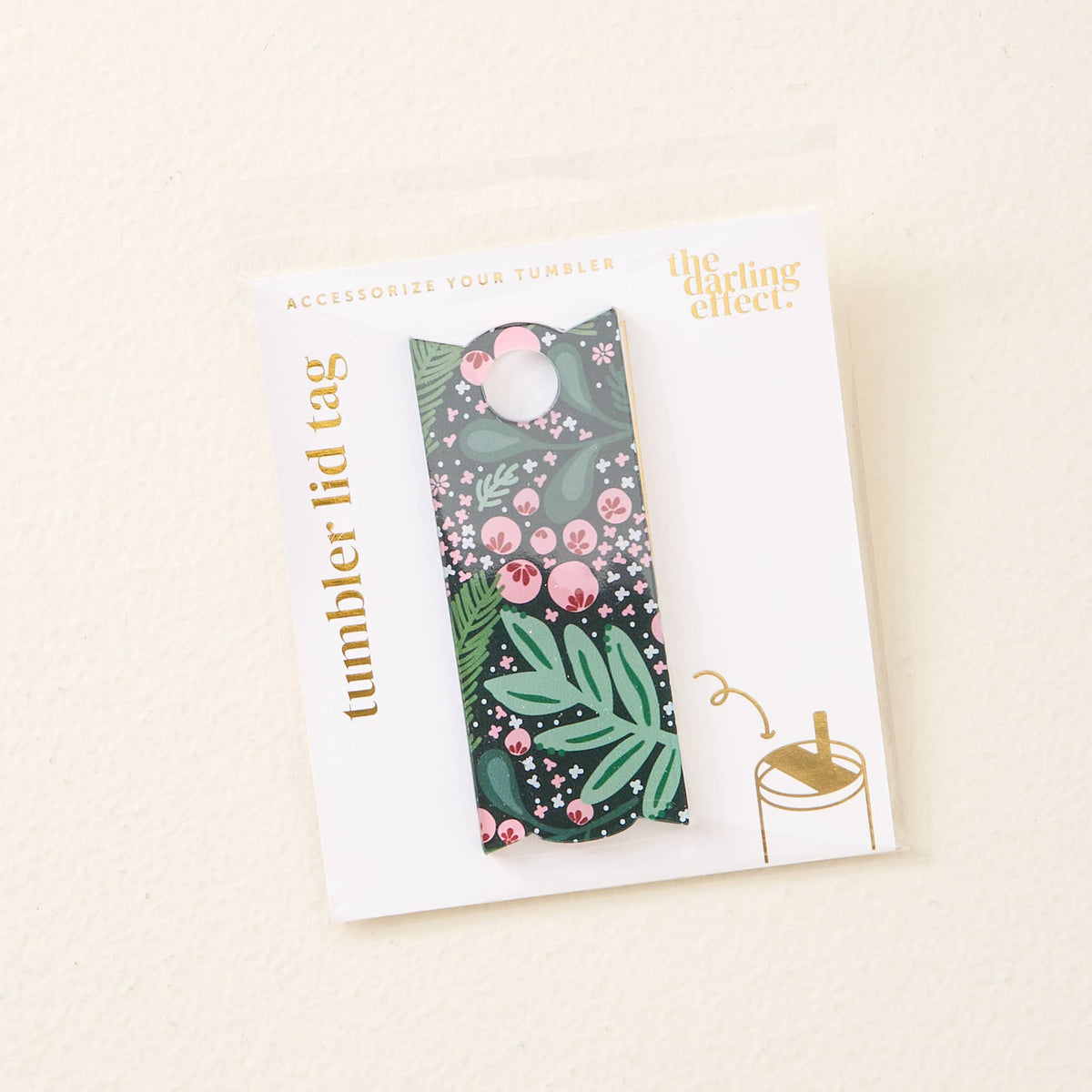 Jolly Sprig Green Tumbler Lid Tag