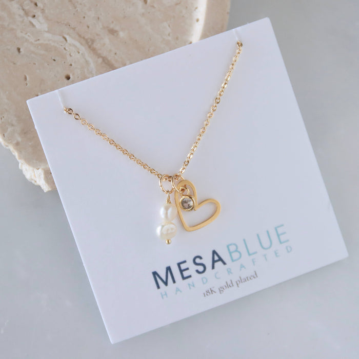 Pearl Open Heart Necklace 