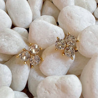 Trio Crystals Stud Earrings