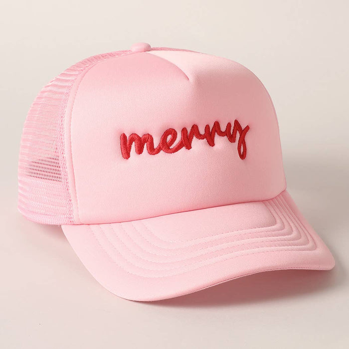 Merry  Embroidery Mesh Back Trucker Hat