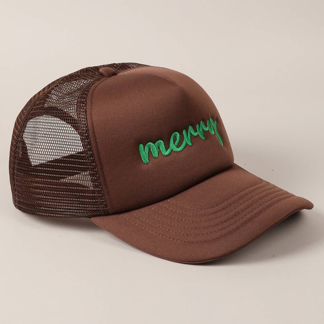Merry  Embroidery Mesh Back Trucker Hat