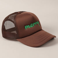 Merry  Embroidery Mesh Back Trucker Hat