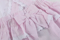 Pink Seersucker Easter Bunny Ruffle Romper