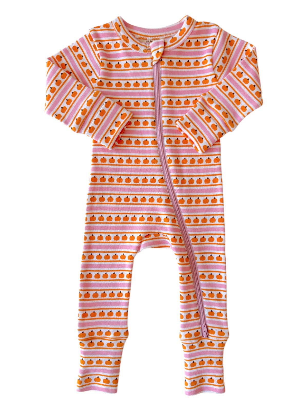 Pink Pumpkin Stripe Romper