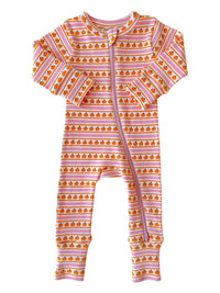 Pink Pumpkin Stripe Romper