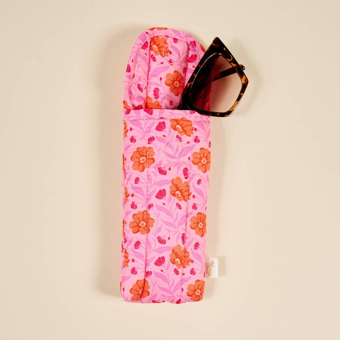 Puffy Sunglasses Case–Poppin' Petals Hot Pink