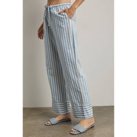 Blue Striped Wide Leg Pants