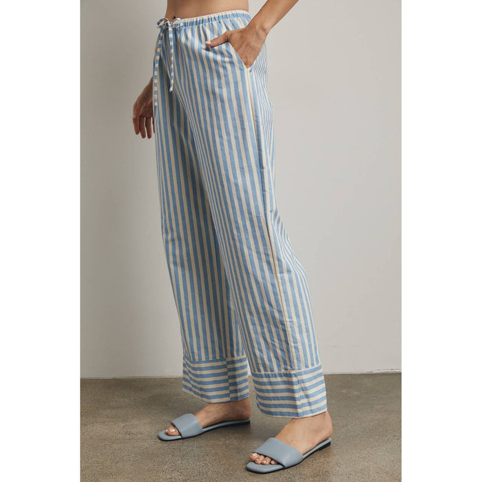 Blue Striped Wide Leg Pants