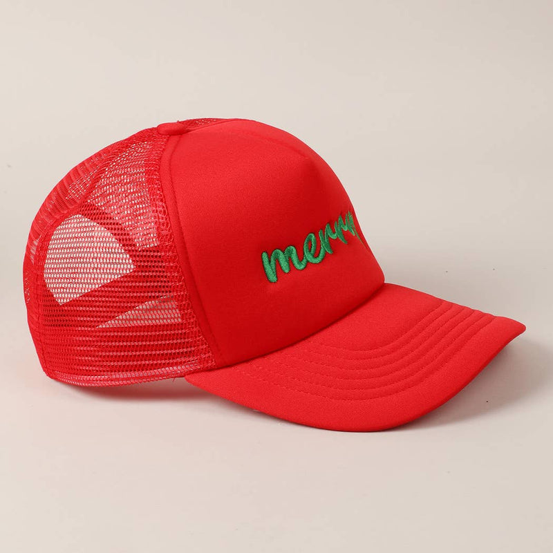 Merry  Embroidery Mesh Back Trucker Hat