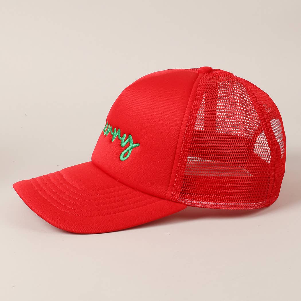 Merry  Embroidery Mesh Back Trucker Hat