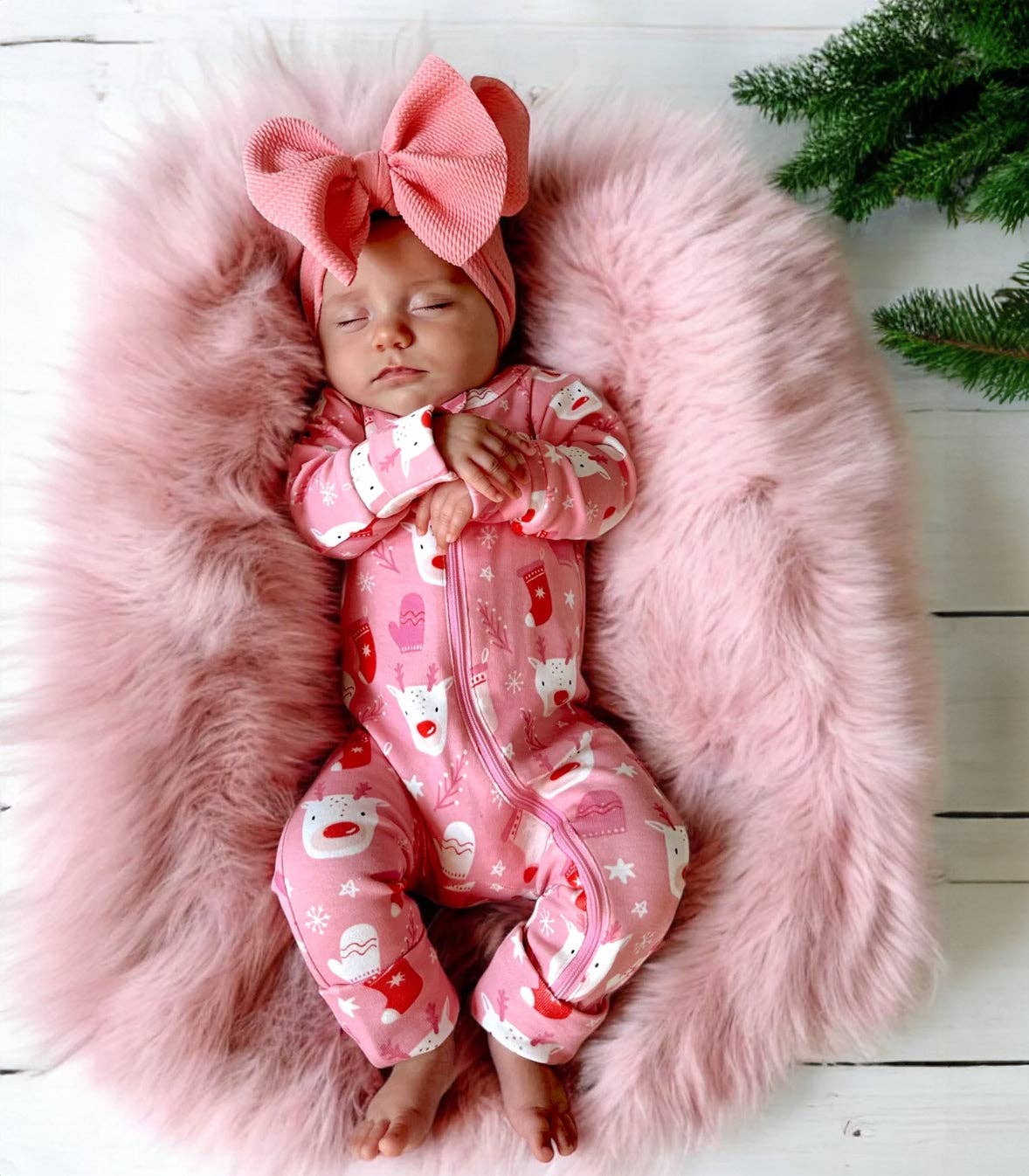 Pink Reindeer Romper