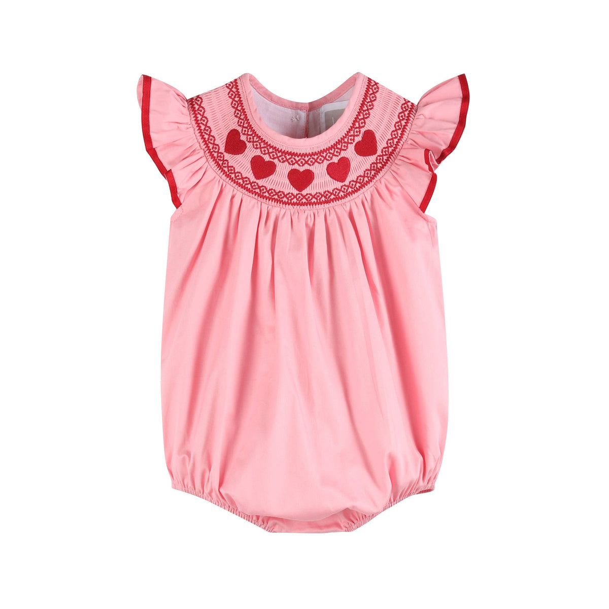 Pink Hearts Valentine Smocked Romper