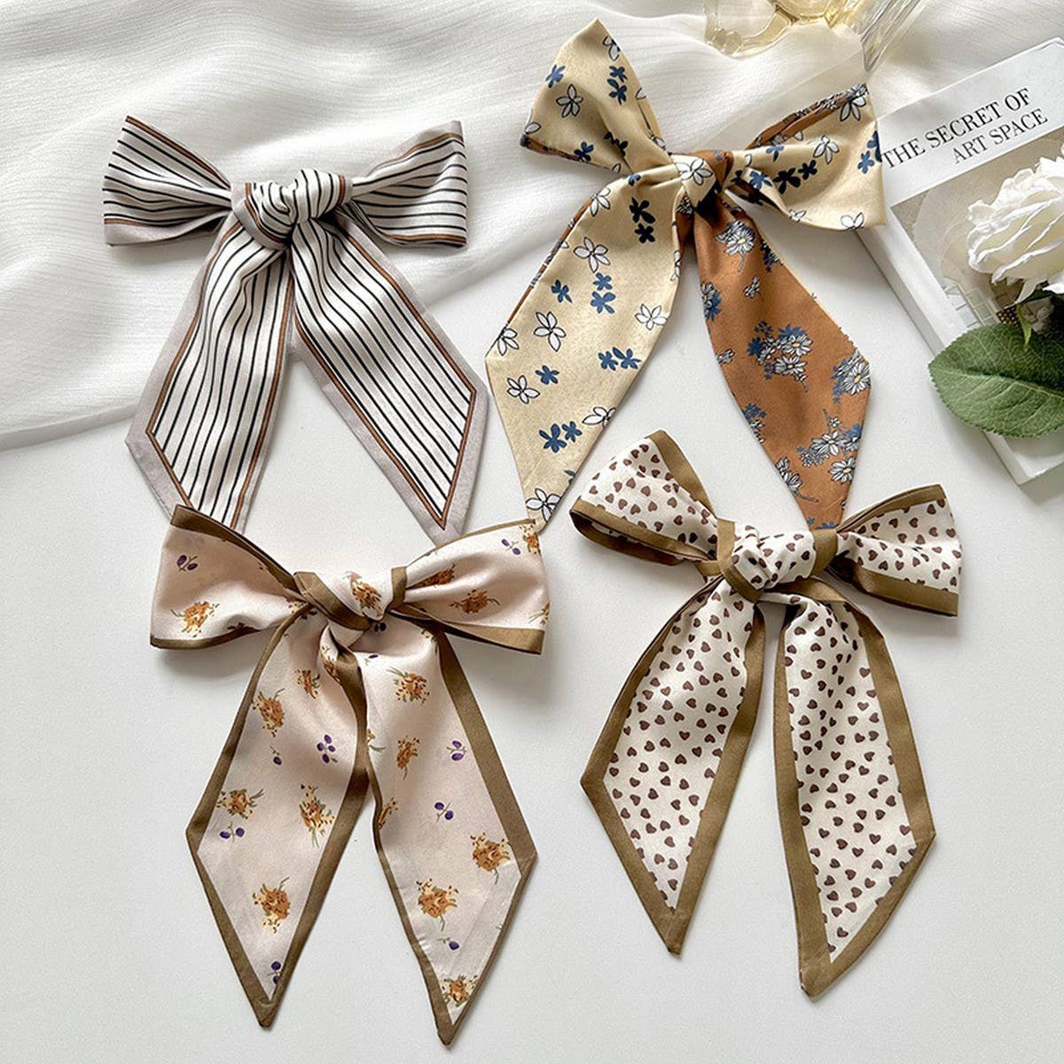 Black Lines Skinny Twilly Scarf